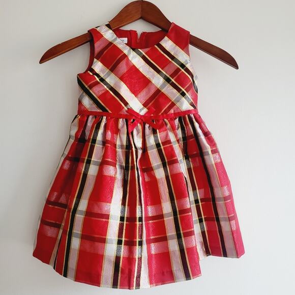 4T New Bonnie Jean red coat and plaid dress - Picture 2 of 5
